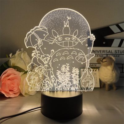 3D Led Lamp Spirited Away No Face Man Totoro Action Figure Nightlight Cute Room Decor Light 4 - Studio Ghibli Merch