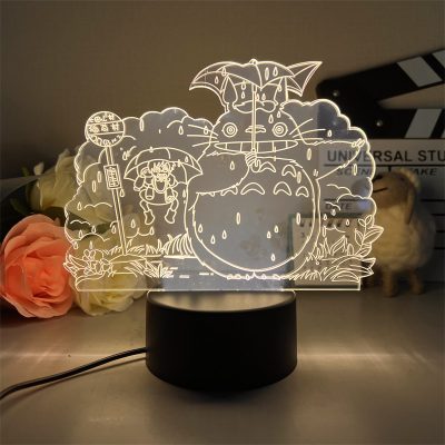 3D Led Lamp Spirited Away No Face Man Totoro Action Figure Nightlight Cute Room Decor Light 6 - Studio Ghibli Merch