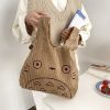 Cartoon Totoro Embroidery Lamb Fabric Handbag for Women Girls Japan INS Shoulder Bag Tote Bag Soft 3 - Studio Ghibli Merch