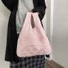 Cartoon Totoro Embroidery Lamb Fabric Handbag for Women Girls Japan INS Shoulder Bag Tote Bag Soft 4 - Studio Ghibli Merch