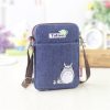 Fashion Canvas Women Messenger Bag Cartoon Totoro Pattern Embroidery Summer Student Girls Shoulder Bag Portable Phone 1 - Studio Ghibli Merch