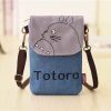 Fashion Canvas Women Messenger Bag Cartoon Totoro Pattern Embroidery Summer Student Girls Shoulder Bag Portable Phone 5 - Studio Ghibli Merch