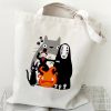 Totoro Tote Bag Japanese Anime Printing Shopping Bags for Women Resuable HandBags Harajuku Large Capacity Female 4 - Studio Ghibli Merch