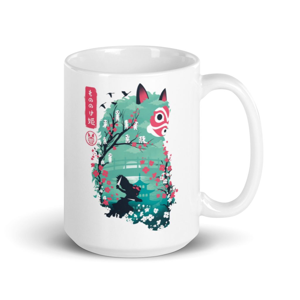 white glossy mug 15oz handle on right 63640fdde9616 - Studio Ghibli Merch