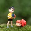 2 Pcs set Kawaii Ponyo on The Cliff Resin Figures Toy Gardening Boy Fish Ornament Action 1 - Studio Ghibli Merch