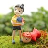 2 Pcs set Kawaii Ponyo on The Cliff Resin Figures Toy Gardening Boy Fish Ornament Action - Studio Ghibli Merch