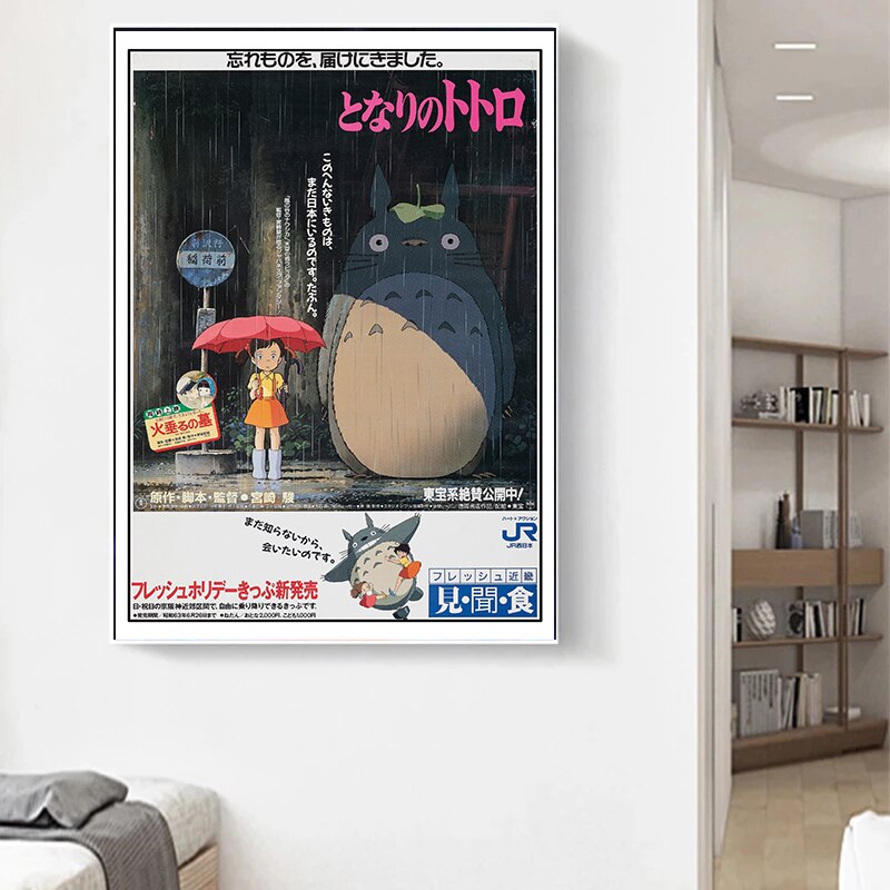 Aesthetics Totoro Ponyo Cat Canvas Painting Intage Anime Ghibli Studio Wall Posters Room Decor Wall Art 3 - Studio Ghibli Merch