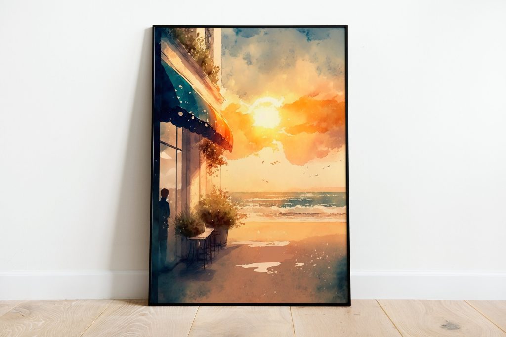 Sunset Over The Beach Studio Ghibli Wall Art