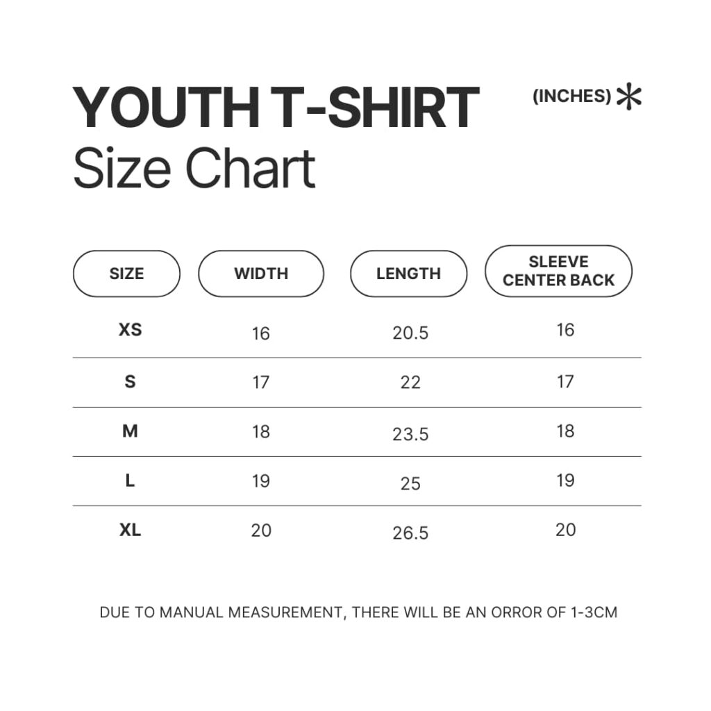 Youth T shirt Size Chart - Studio Ghibli Merch